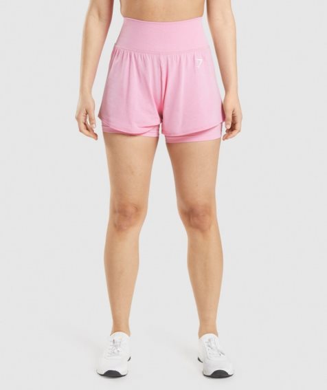 Women's Gymshark Vital Seamless 2.0 2-in-1 Shorts Pink | CA 8A0135